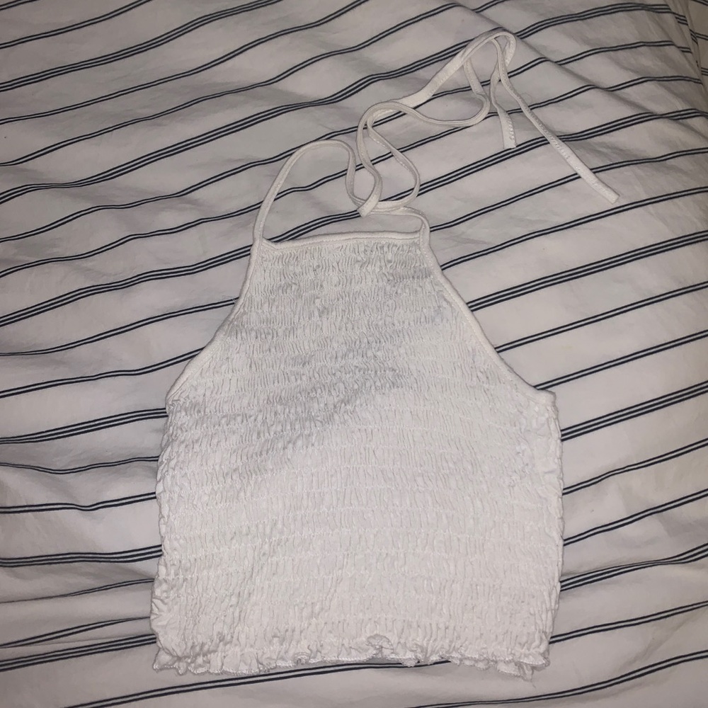 white halter crop top